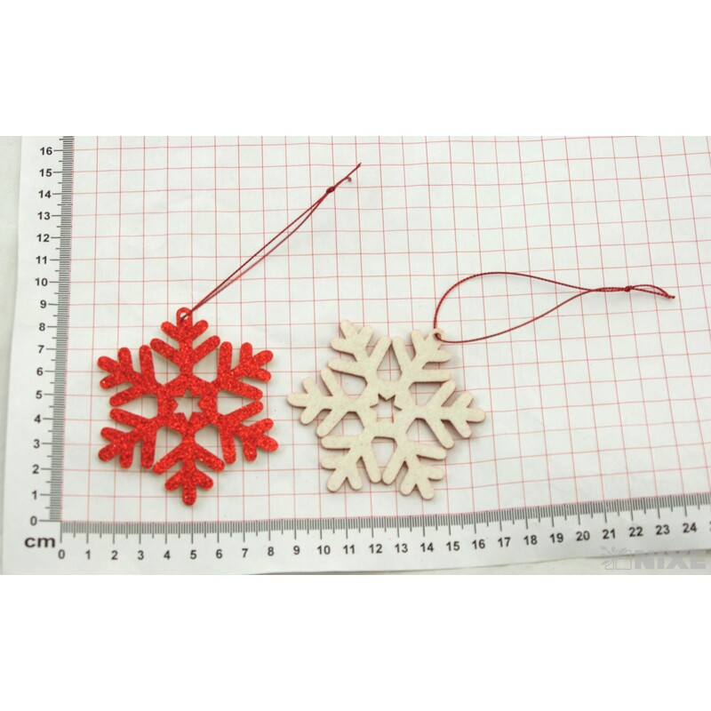 ZÁVĚS VLOČKA 8cm 4ks*ČERVENÁ