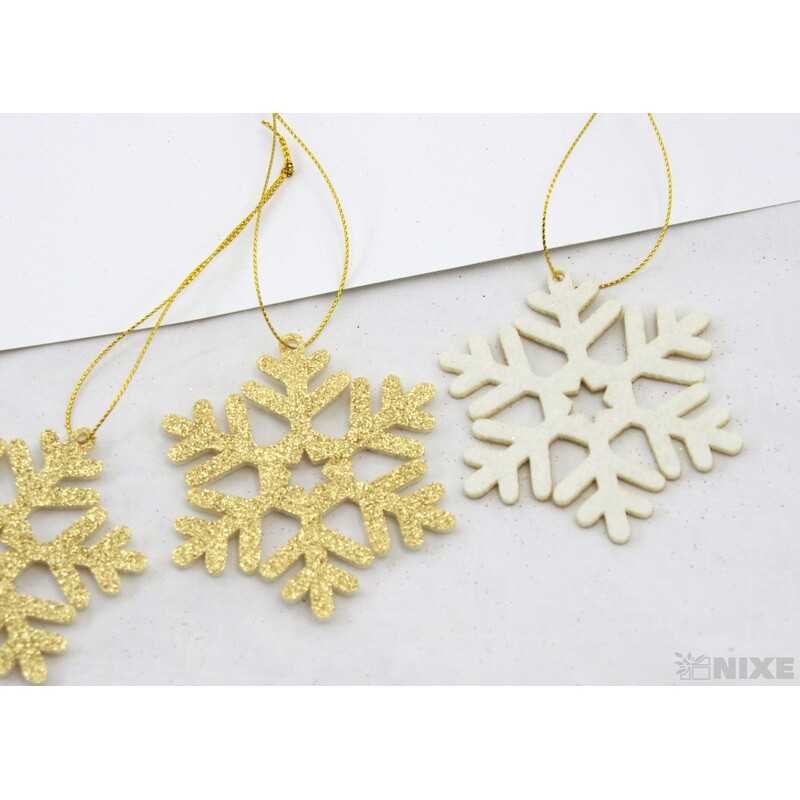 ZÁVĚS VLOČKA 8cm 4ks*ZLATÁ