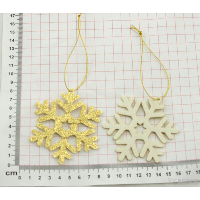 ZÁVĚS VLOČKA 8cm 4ks*ZLATÁ