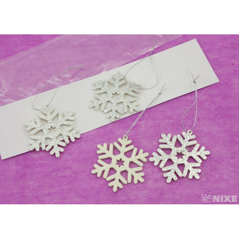 ZÁVĚS VLOČKA 8cm 4ks*STŘÍBRNÁ