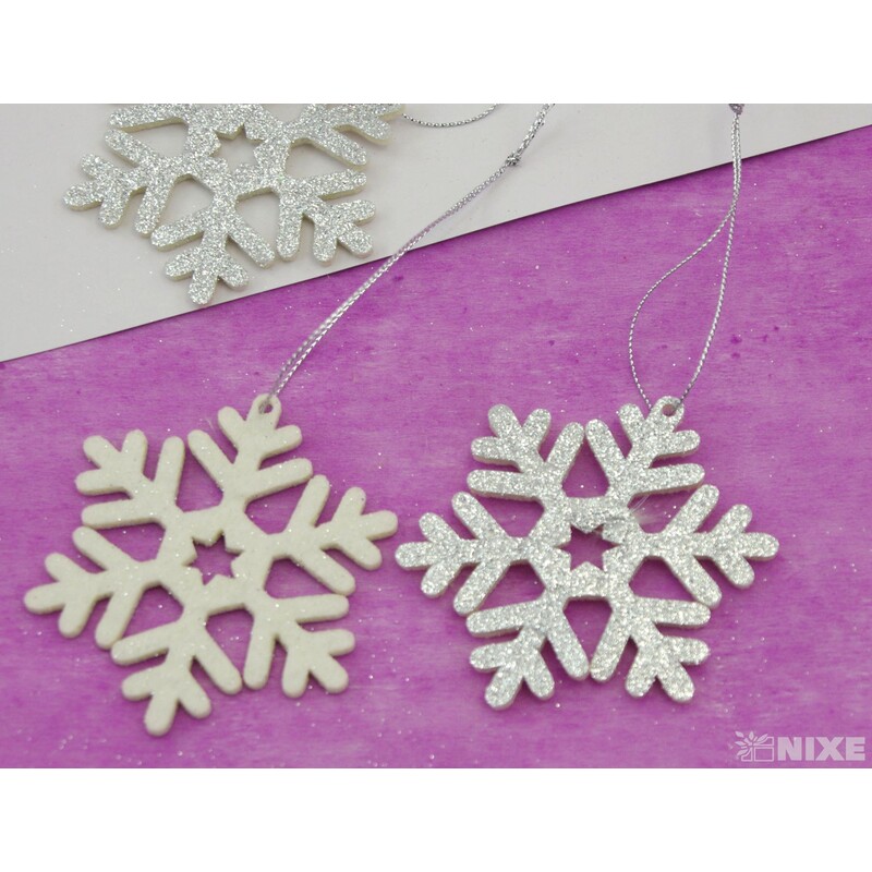 ZÁVĚS VLOČKA 8cm 4ks*STŘÍBRNÁ