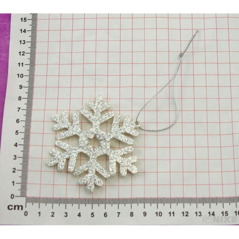 ZÁVĚS VLOČKA 8cm 4ks*STŘÍBRNÁ