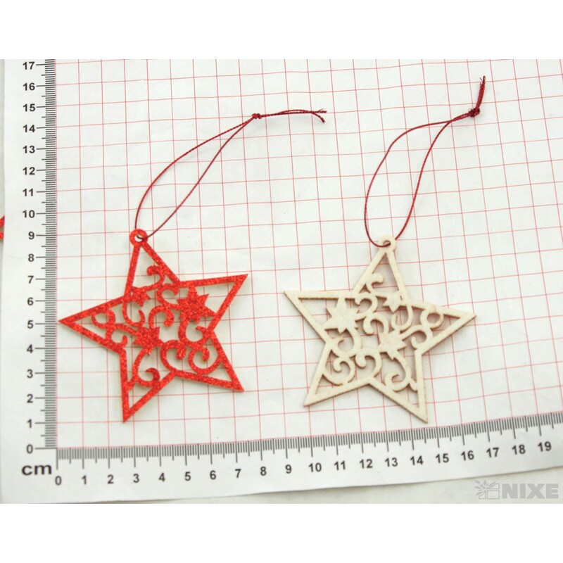 ZÁVĚS HVĚZDA 8cm 4ks*ČERVENÁ