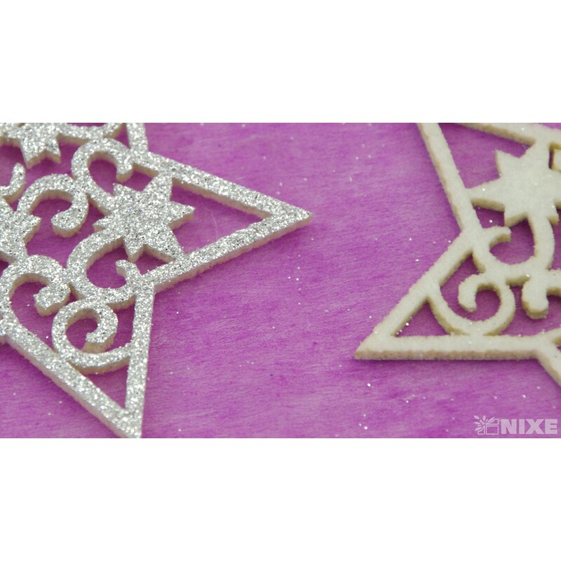 ZÁVĚS HVĚZDA 8cm 4ks*STŘÍBRNÁ