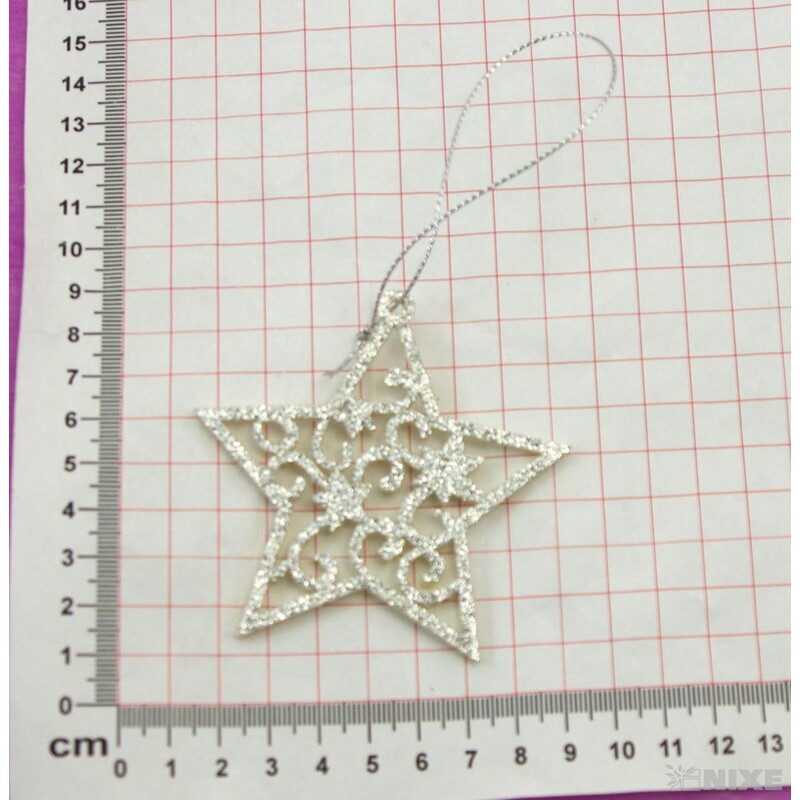 ZÁVĚS HVĚZDA 8cm 4ks*STŘÍBRNÁ