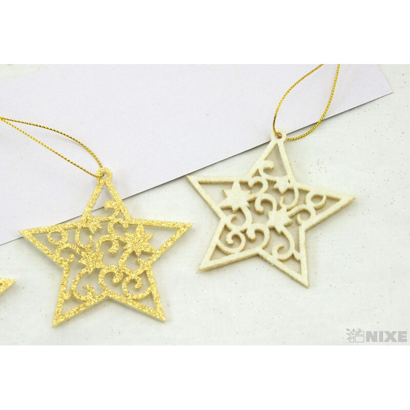 ZÁVĚS HVĚZDA 8cm 4ks*ZLATÁ