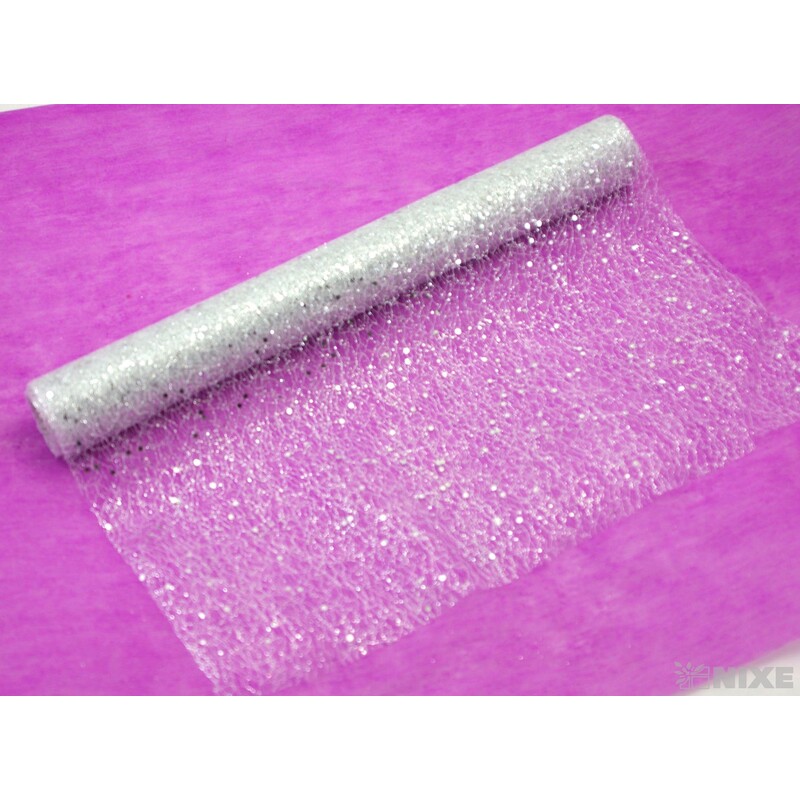 SPIDER ORGANZA BROKÁT 39cmx5yd*BÍLÁ