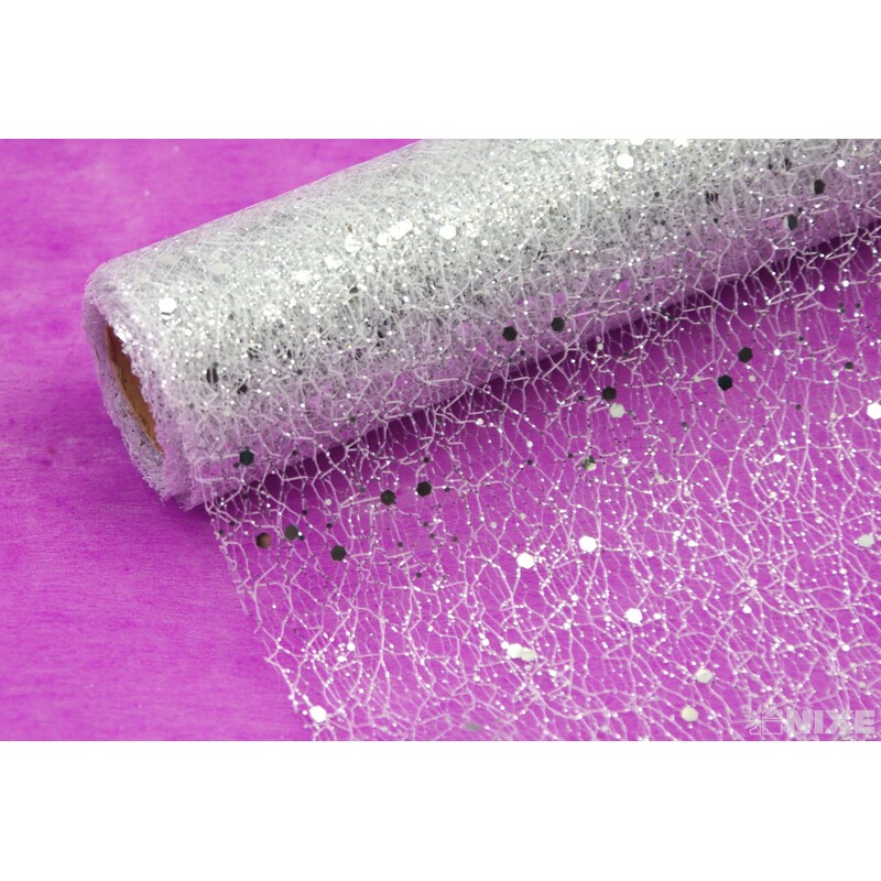 SPIDER ORGANZA BROKÁT 39cmx5yd*BÍLÁ