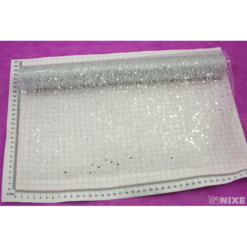 SPIDER ORGANZA BROKÁT 39cmx5yd*BÍLÁ