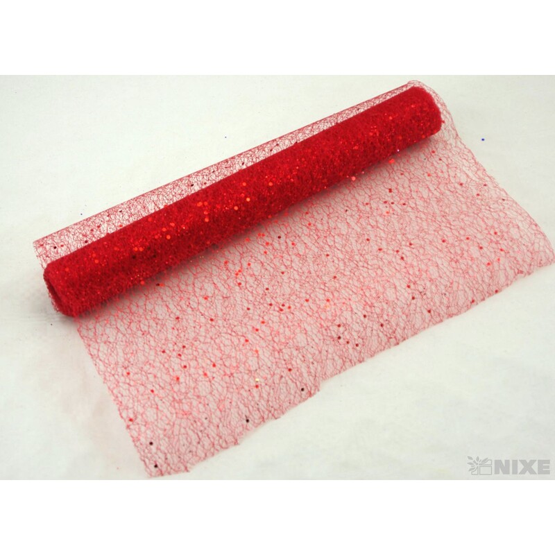 SPIDER ORGANZA BROKÁT 39cmx5yd*ČERVENÁ