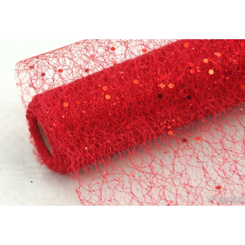 SPIDER ORGANZA BROKÁT 39cmx5yd*ČERVENÁ