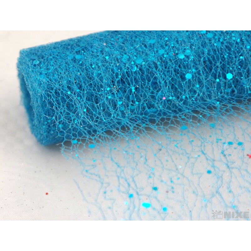 SPIDER ORGANZA BROKÁT 39cmx5yd*TYRKYSOVÁ