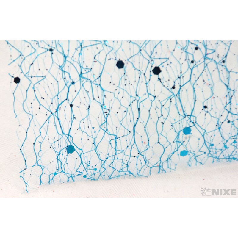 SPIDER ORGANZA BROKÁT 39cmx5yd*TYRKYSOVÁ