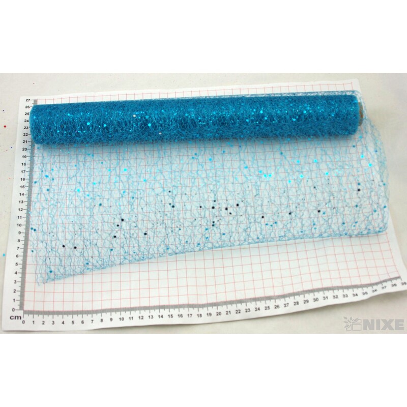 SPIDER ORGANZA BROKÁT 39cmx5yd*TYRKYSOVÁ