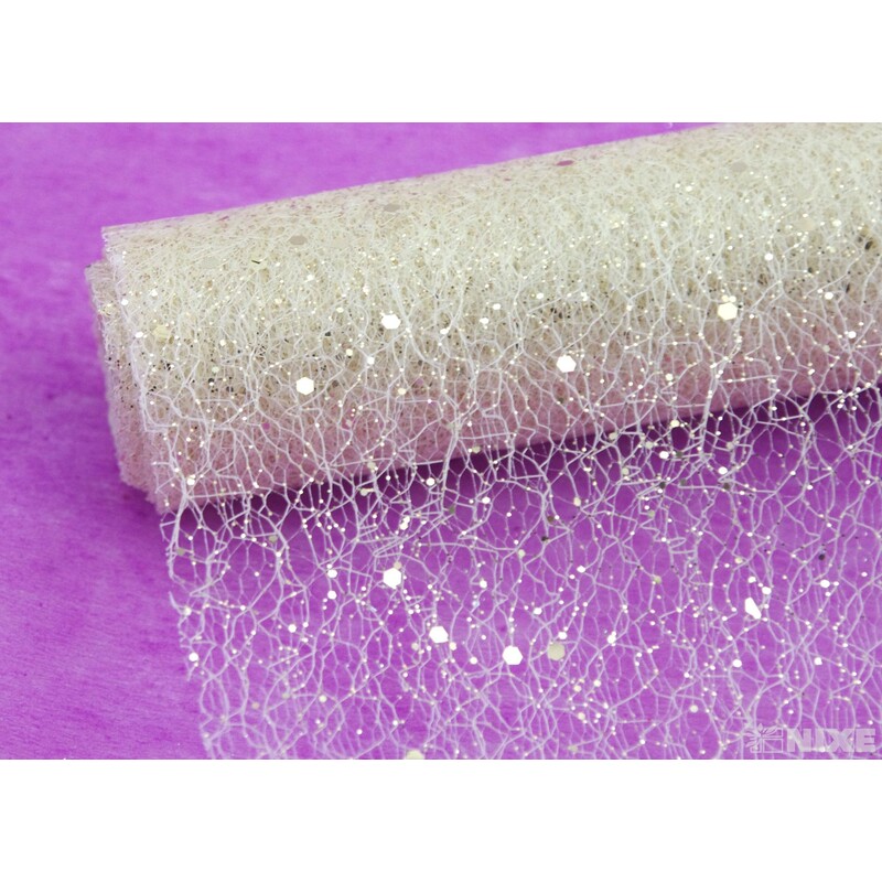 SPIDER ORGANZA BROKÁT 39cmx5yd*KRÉMOVÁ