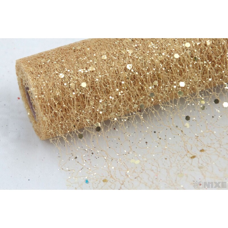 SPIDER ORGANZA BROKÁT 39cmx5yd*ZLATÁ