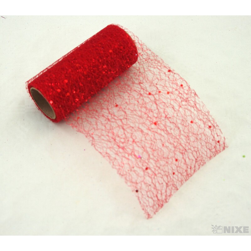 SPIDER ORGANZA BROKÁT 12cmx5yd*ČERVENÁ