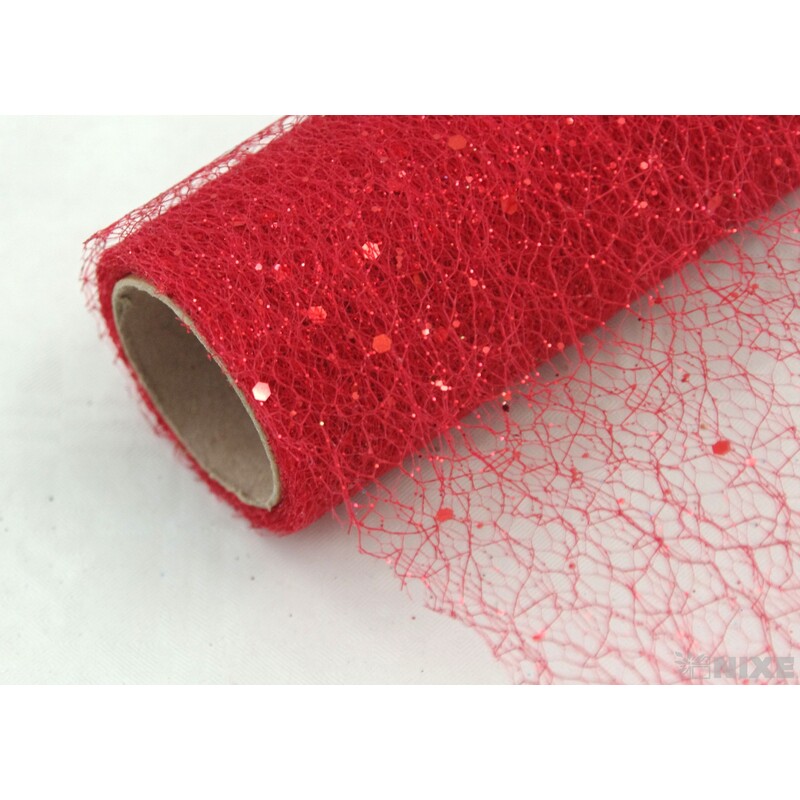 SPIDER ORGANZA BROKÁT 12cmx5yd*ČERVENÁ