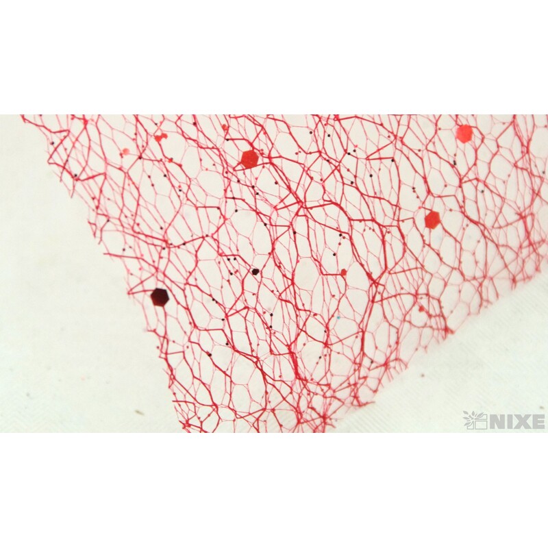 SPIDER ORGANZA BROKÁT 12cmx5yd*ČERVENÁ