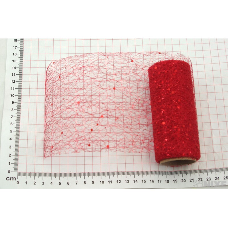 SPIDER ORGANZA BROKÁT 12cmx5yd*ČERVENÁ