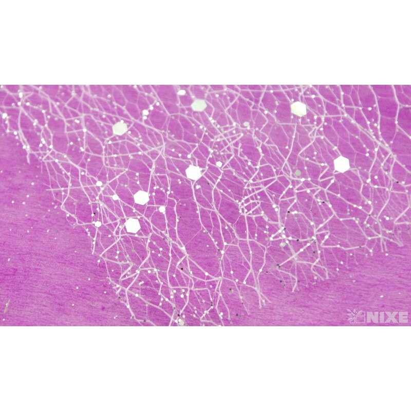 SPIDER ORGANZA BROKÁT 12cmx5yd*BÍLÁ