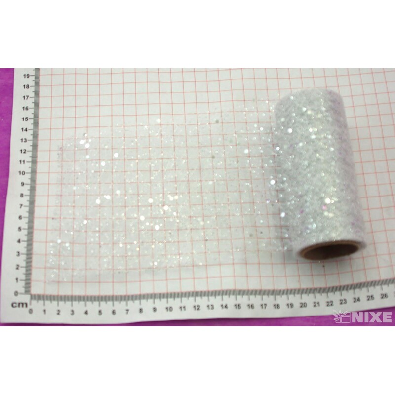 SPIDER ORGANZA BROKÁT 12cmx5yd*BÍLÁ