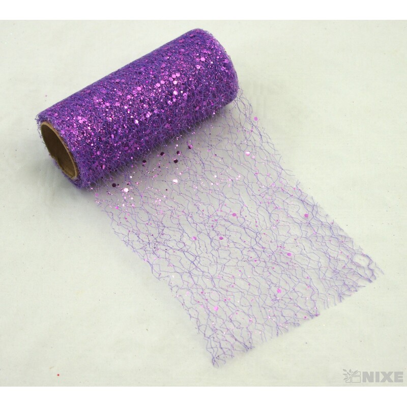 SPIDER ORGANZA BROKÁT 12cmx5yd*FIALOVÁ