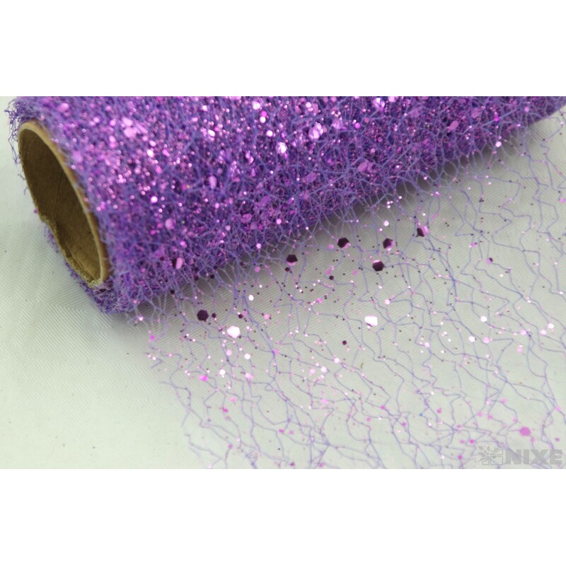 SPIDER ORGANZA BROKÁT 12cmx5yd*FIALOVÁ