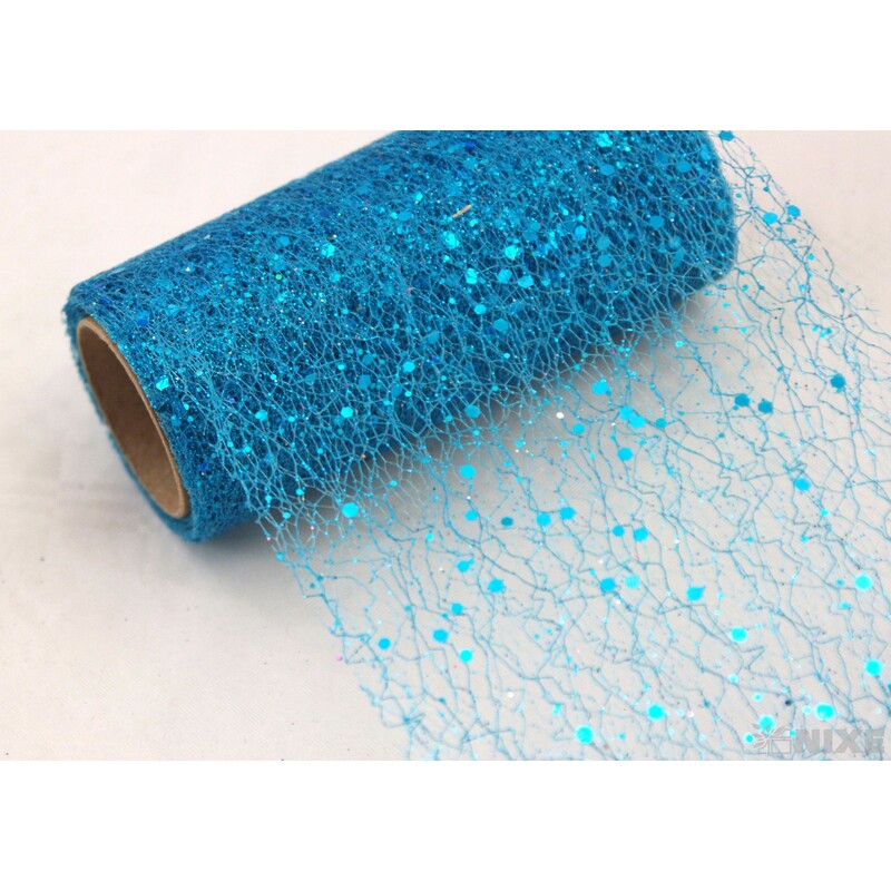 SPIDER ORGANZA BROKÁT 12cmx5yd*TYRKYSOVÁ
