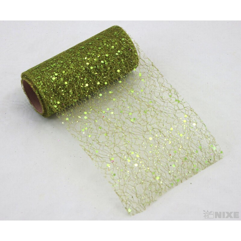 SPIDER ORGANZA BROKÁT 12cmx5yd*ZELENÁ