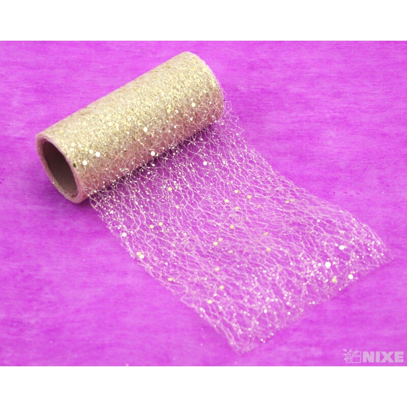 SPIDER ORGANZA BROKÁT 12cmx5yd*ZLATÁ SV.