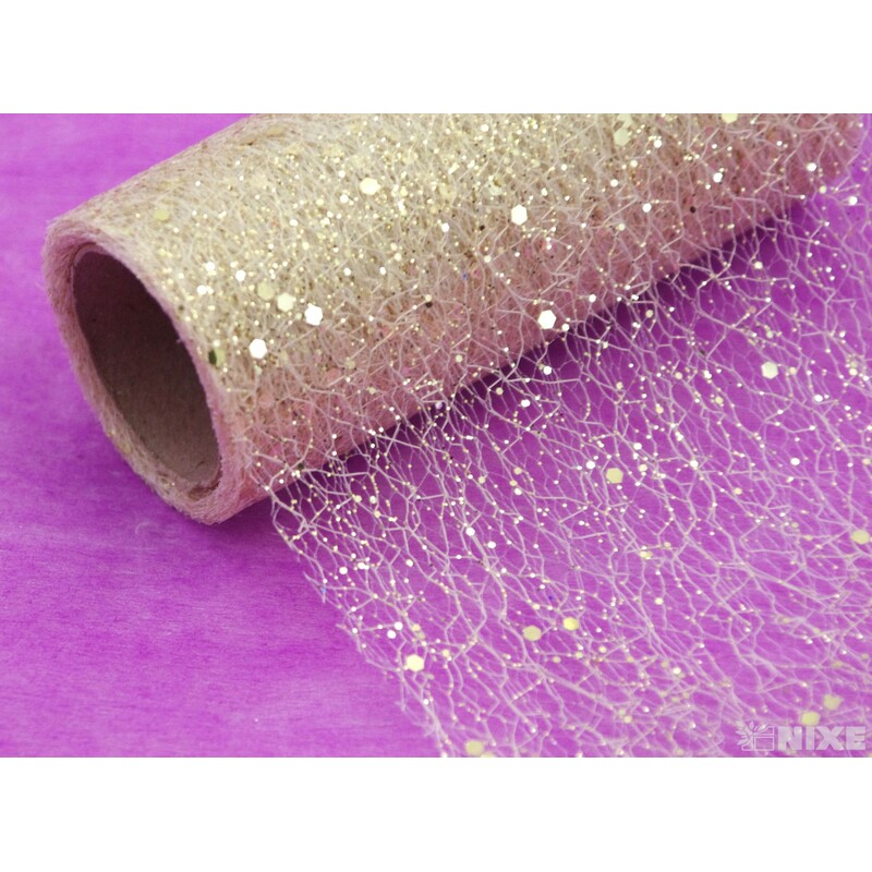 SPIDER ORGANZA BROKÁT 12cmx5yd*ZLATÁ SV.