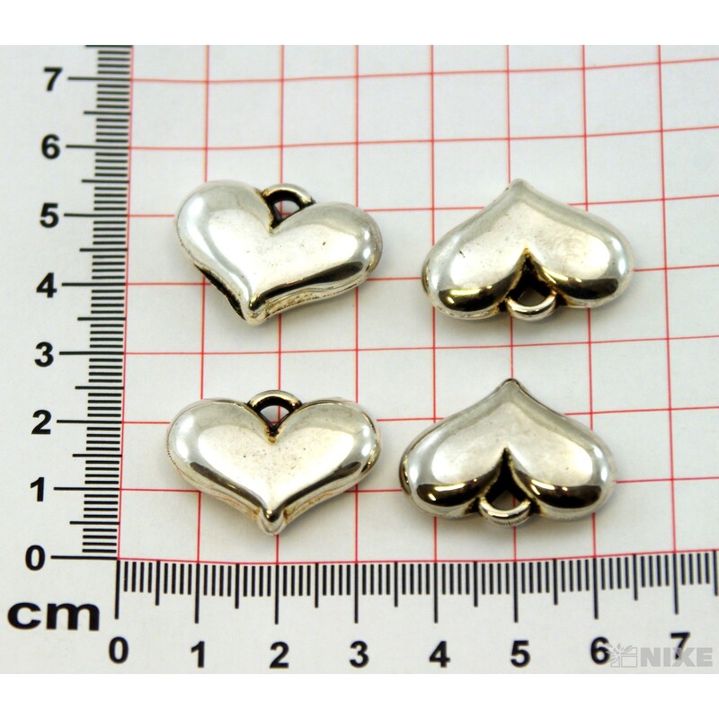 ZÁVĚS KOV SRDCE 10ks 2cm*STŘÍBRNÁ