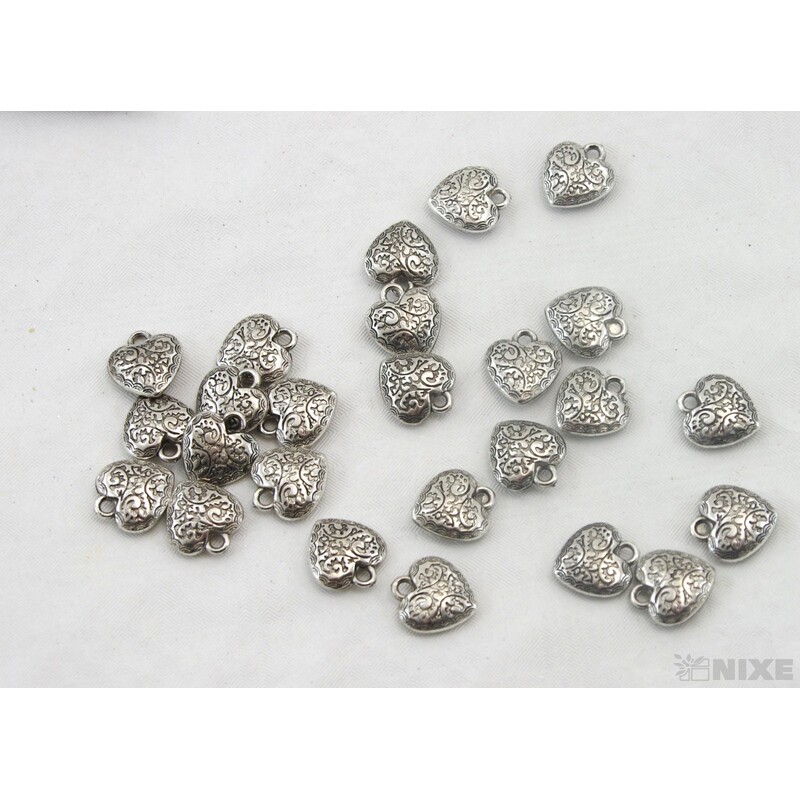 ZÁVĚS KOV SRDCE 25ks 1,5cm*STŘÍBRNÁ