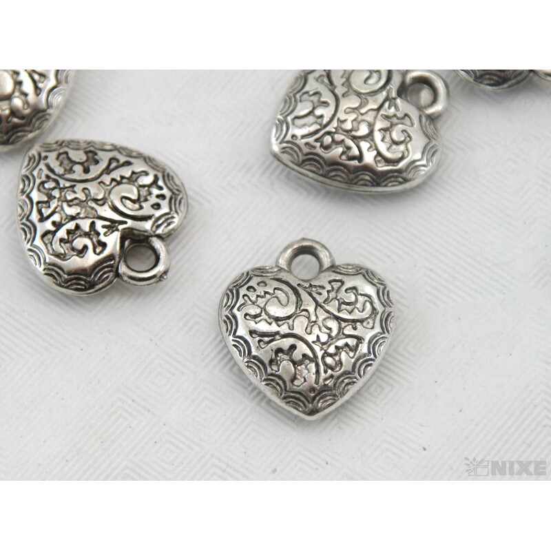 ZÁVĚS KOV SRDCE 25ks 1,5cm*STŘÍBRNÁ