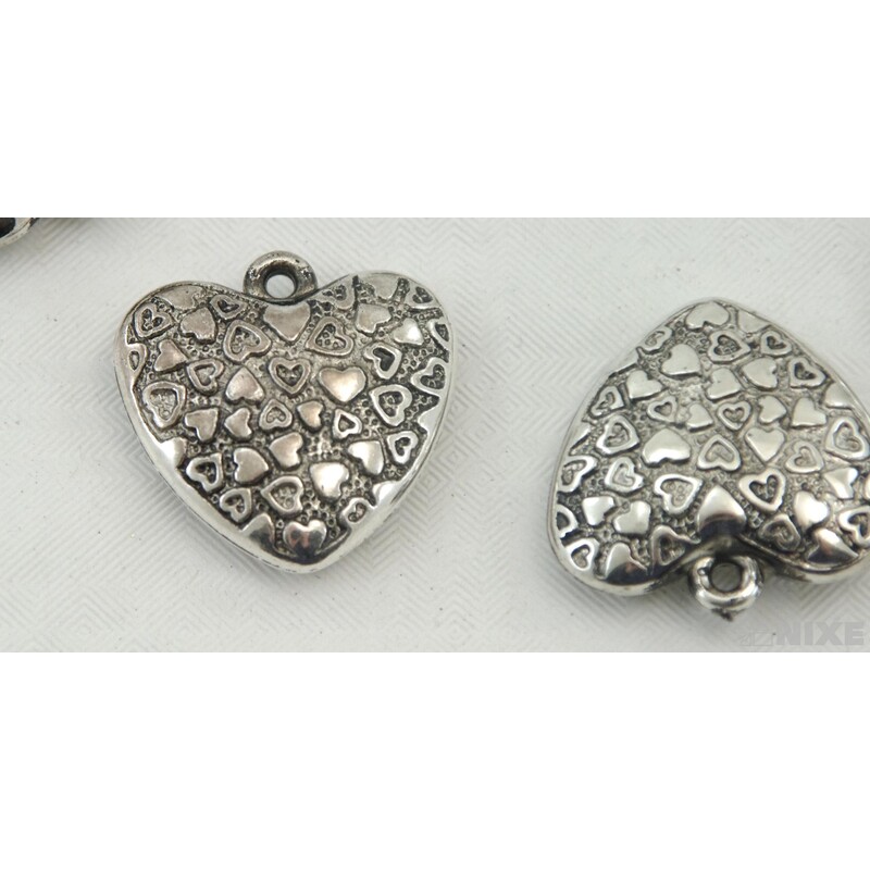 ZÁVĚS KOV SRDCE 10ks 3cm*STŘÍBRNÁ