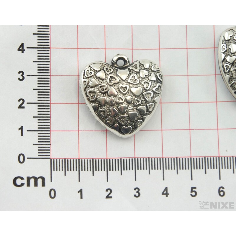 ZÁVĚS KOV SRDCE 10ks 3cm*STŘÍBRNÁ