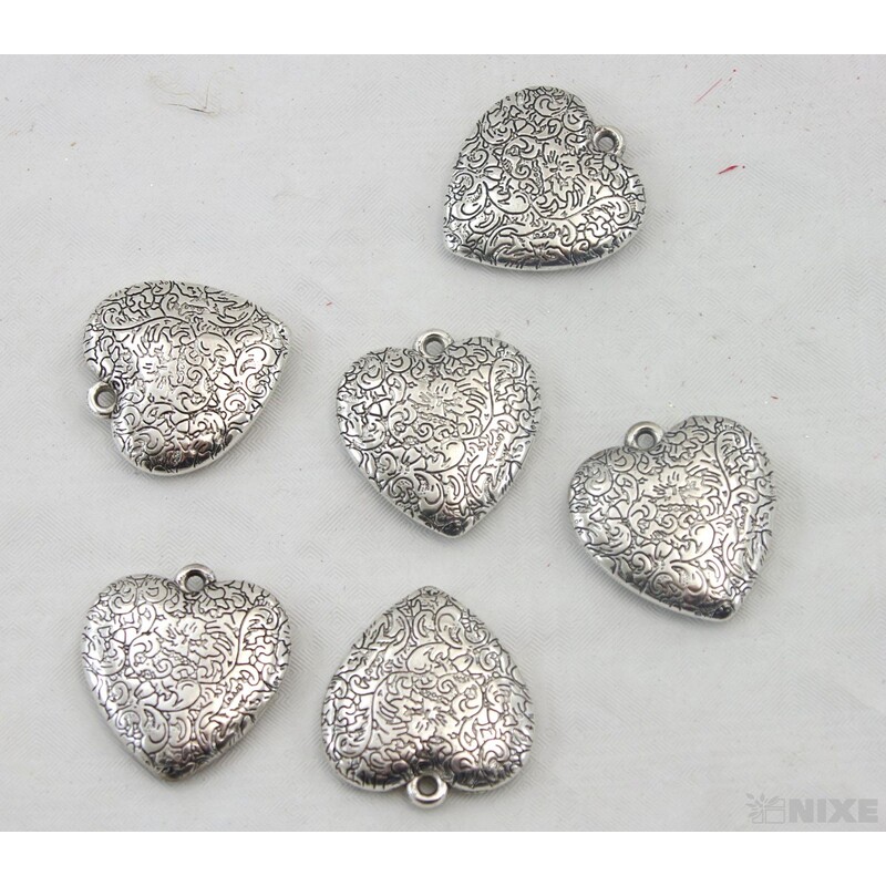 ZÁVĚS KOV SRDCE 6ks 4cm*STŘÍBRNÁ