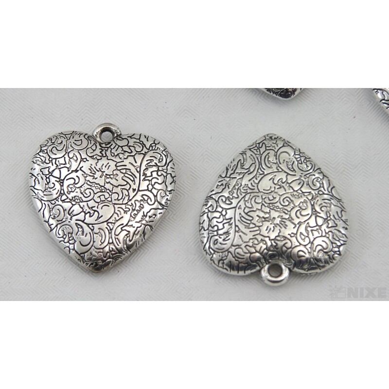 ZÁVĚS KOV SRDCE 6ks 4cm*STŘÍBRNÁ