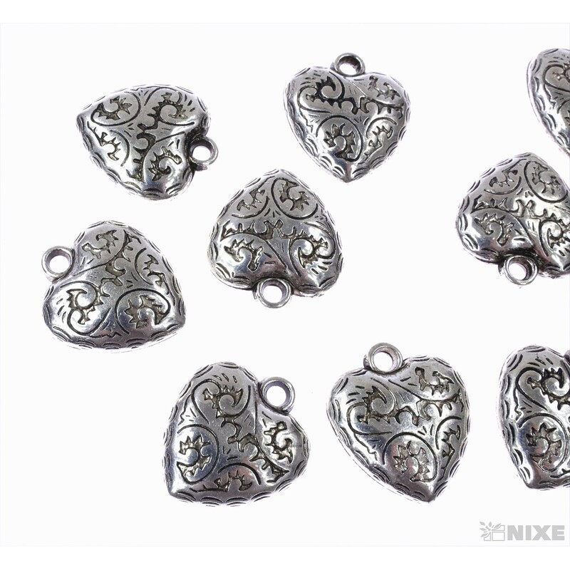 ZÁVĚS KOV SRDCE 10ks 2,5cm*STŘÍBRNÁ