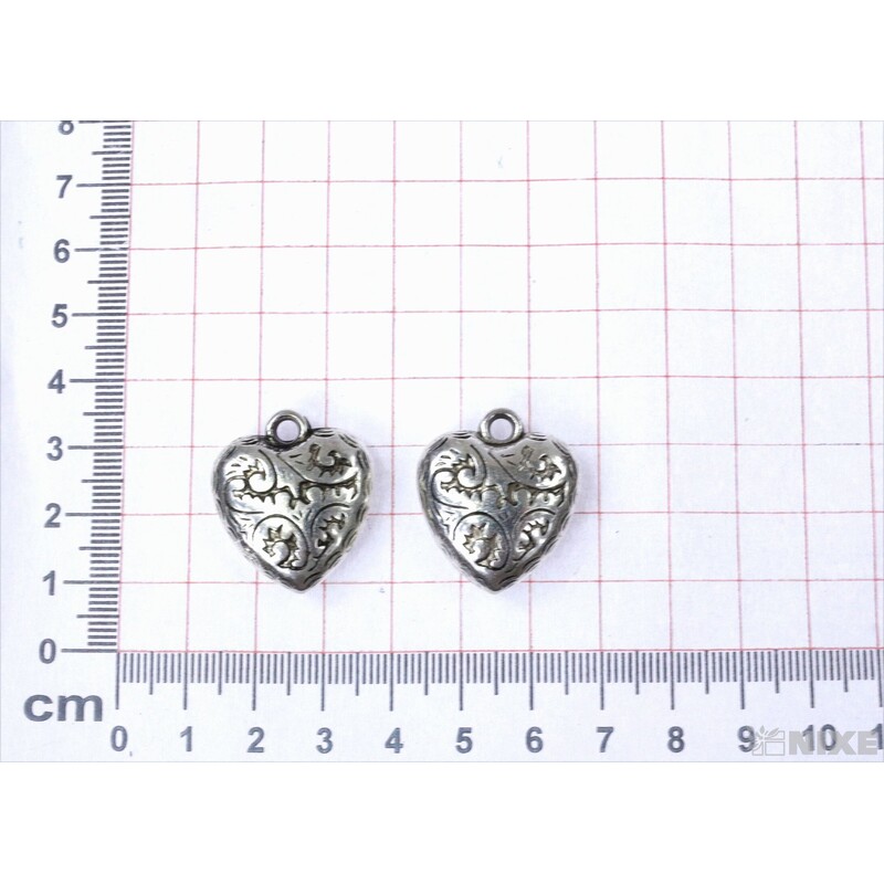 ZÁVĚS KOV SRDCE 10ks 2,5cm*STŘÍBRNÁ