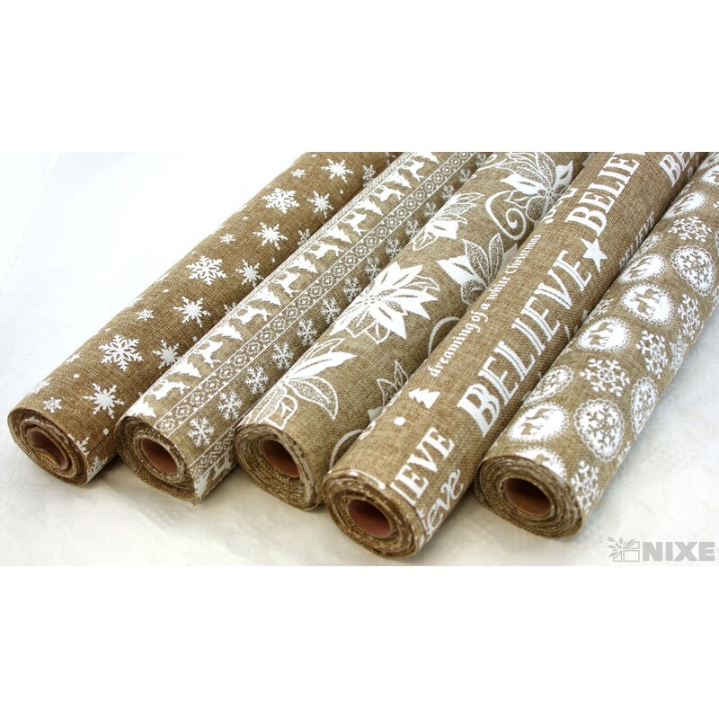 ROLE JUTA VÁNOCE 48cmx4,5m*PŘÍRODNÍ+BÍLÁ