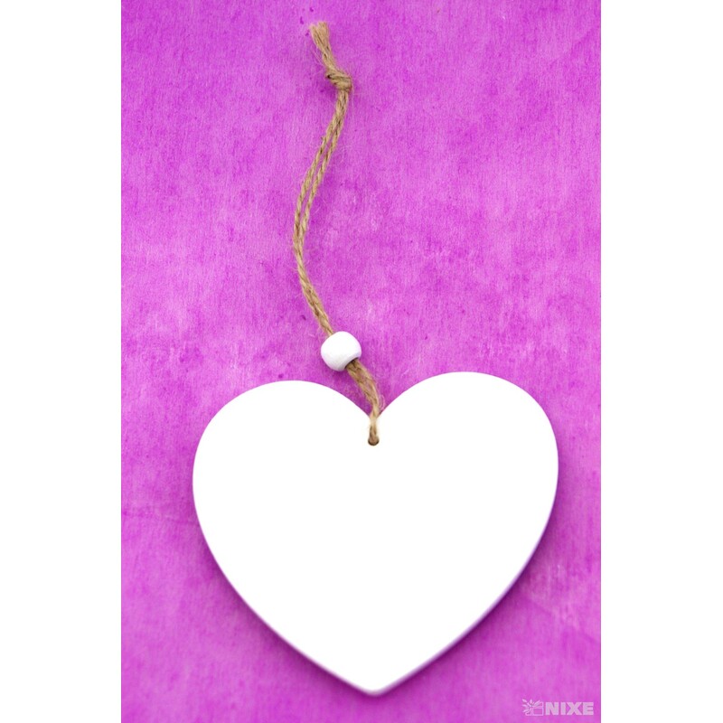 ZÁVĚS SRDCE DŘEVO 9cm*BÍLÁ