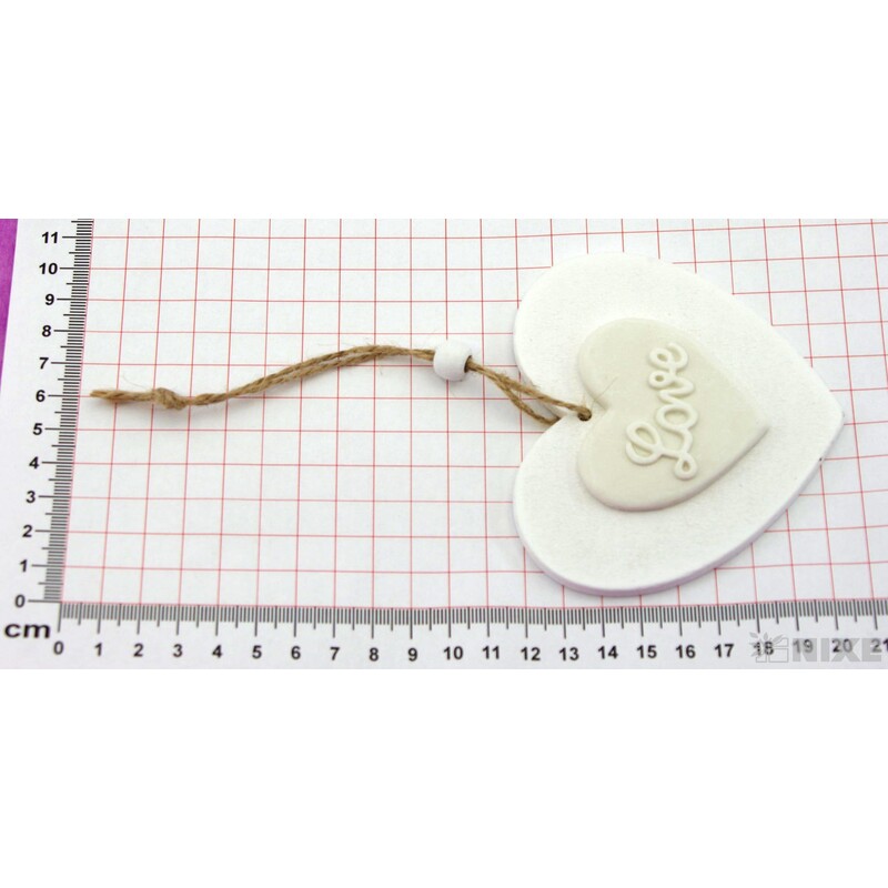 ZÁVĚS SRDCE DŘEVO 9cm*BÍLÁ