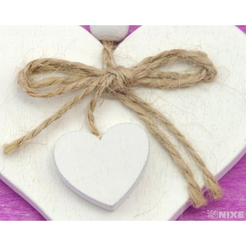 ZÁVĚS SRDCE DŘEVO 8cm*BÍLÁ