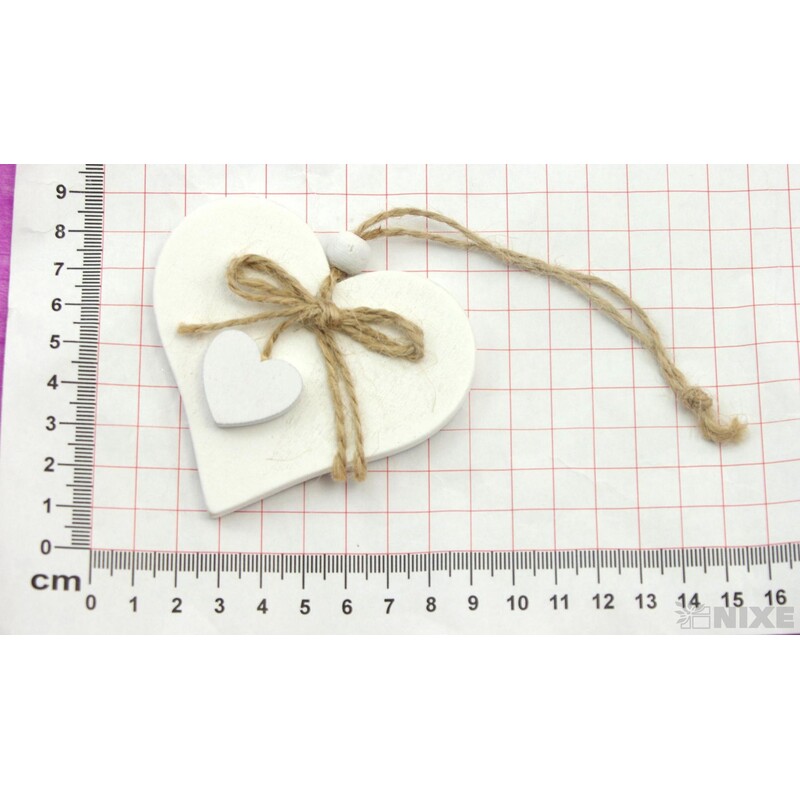 ZÁVĚS SRDCE DŘEVO 8cm*BÍLÁ