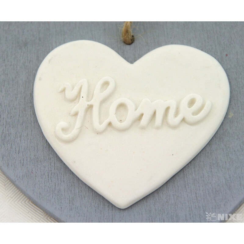 ZÁVĚS SRDCE DŘEVO 9cm*ŠEDÁ