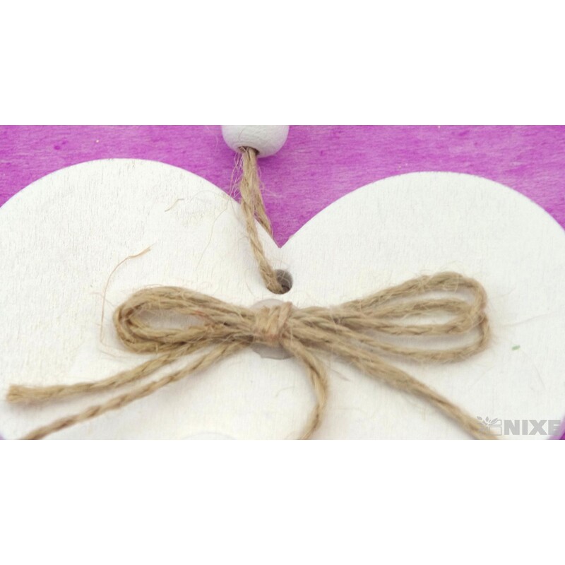 ZÁVĚS SRDCE DŘEVO 9cm*BÍLÁ