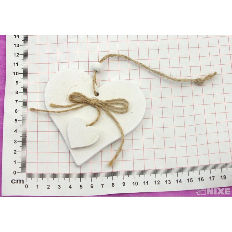ZÁVĚS SRDCE DŘEVO 9cm*BÍLÁ