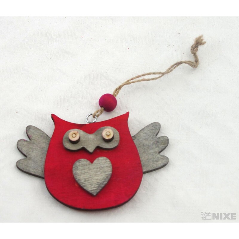 ZÁVĚS SOVA DŘEVO 7cm*MIX BAREV